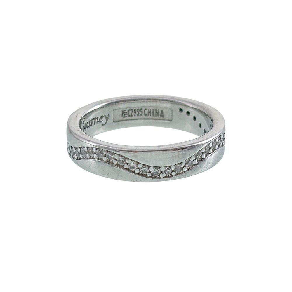 Sterling Silver 925 Wavy Cubic Zirconia "Enjoy The Journey" Ring Size 5.5